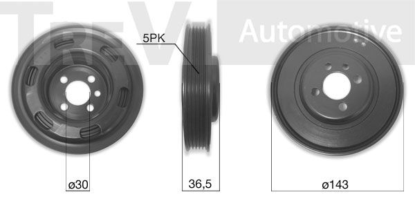 TREVI AUTOMOTIVE Piedziņas skriemelis, Kloķvārpsta PC1275